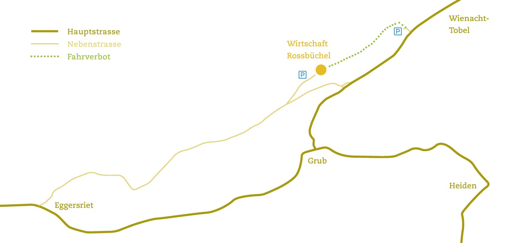Schematischer Anfahrtsplan zur Wirtschaft Rossbüchel